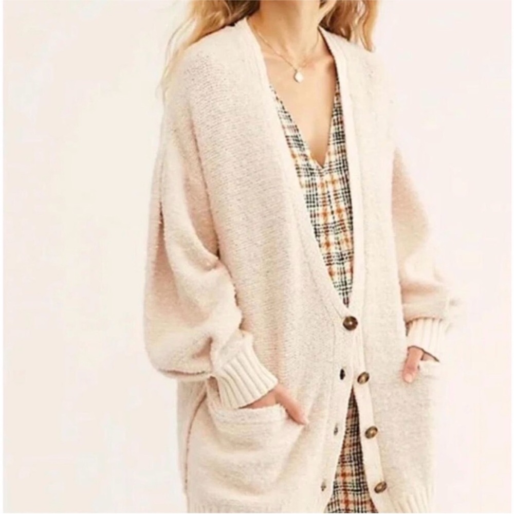 Free People Snow Drop Oversized Button-Up Cardigan